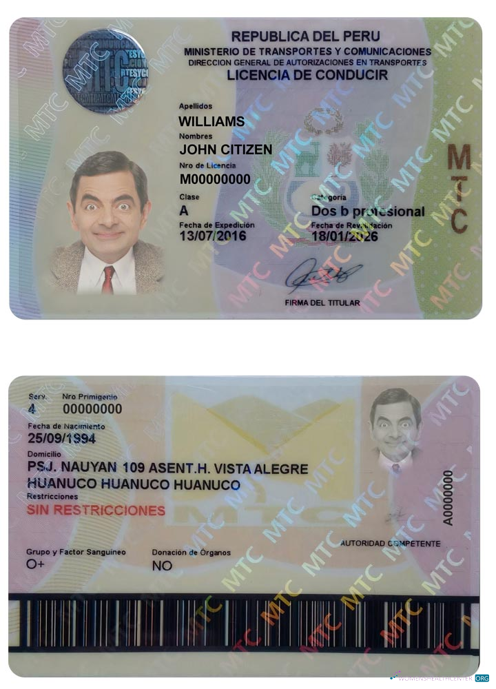 download Peru driving license